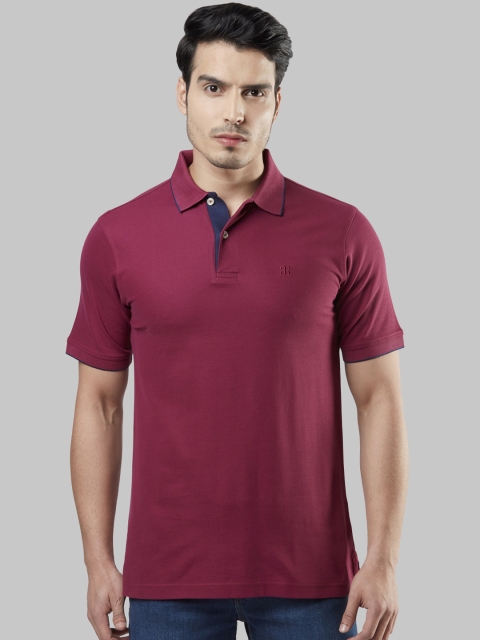

Raymond Men Maroon Solid Polo Collar T-shirt