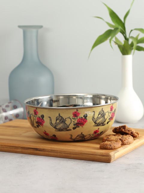 

India Circus by Krsnaa Mehta Cream-Coloured Stainless Steel Enamelled Bowl