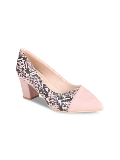 

Flat n Heels Women Pink & Black Textured Pumps