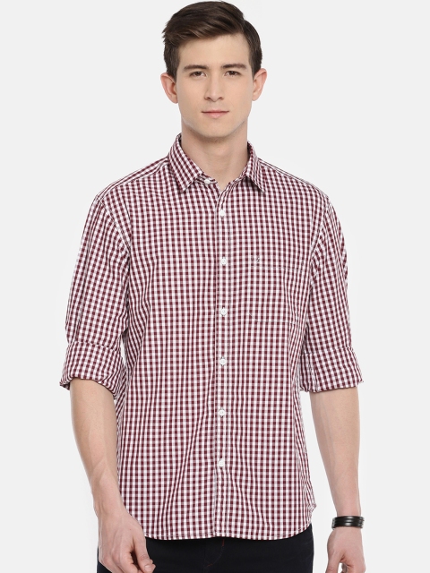 

JDC Men Maroon & White Slim Fit Checked Casual Shirt