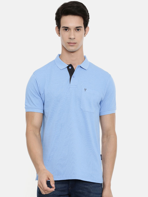 

Classic Polo Men Blue Solid Polo Collar Slim Fit T-shirt