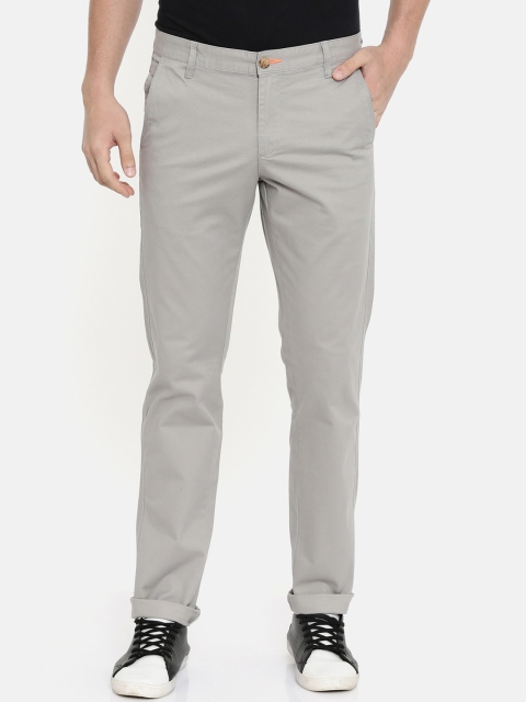 

IMYOUNG Men Grey Slim Fit Solid Regular Trousers