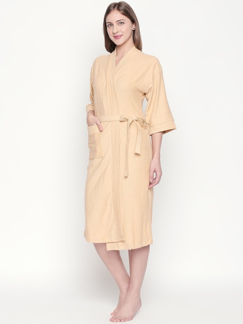 

Lady Love Women Beige Solid Bath Robe