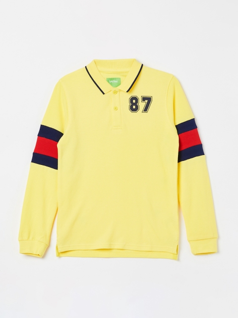 

Bossini Boys Yellow Solid Polo Collar T-shirt