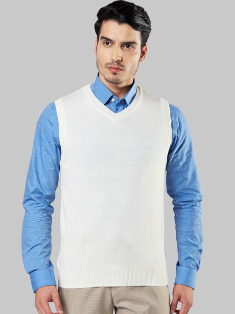 

Raymond Men White Solid Sweater