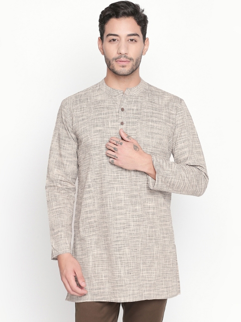 

Vivids India Men Beige Checked Straight Kurta