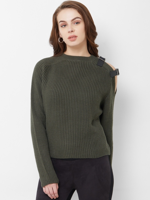 

bebe Women Green Ribbed Sweater