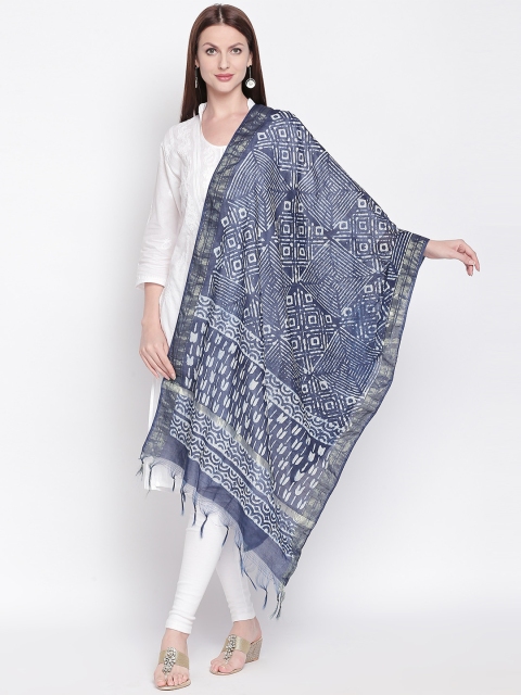 

Dupatta Bazaar Navy Blue & White Printed Dupatta