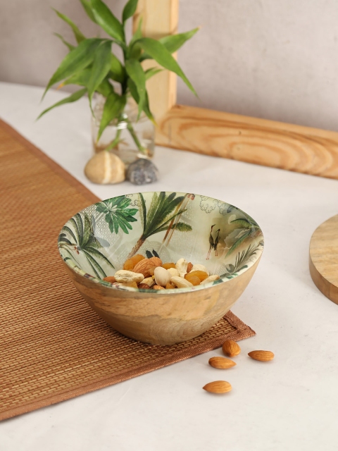 

India Circus by Krsnaa Mehta Beige & Green Printed Bowl