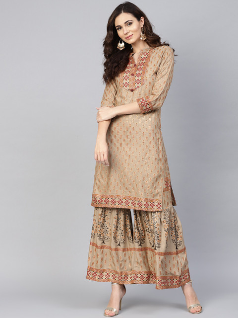 

Ishin Women Brown Printed Kurta set