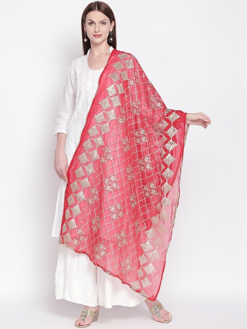 

Dupatta Bazaar Red & Gold-Coloured Gotta Patti Embroidered Dupatta