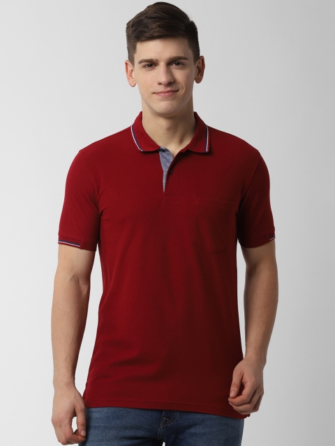 

Peter England Casuals Men Maroon Solid Polo Collar T-shirt
