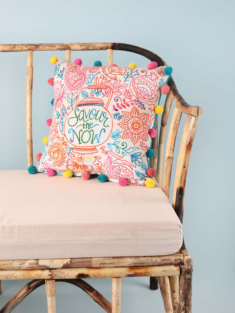 

Chumbak Pink & Blue Set of Single Floral Square Cushion Covers