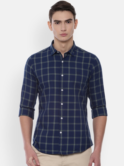 

Allen Solly Sport Men Navy Blue & White Slim Fit Checked Casual Shirt