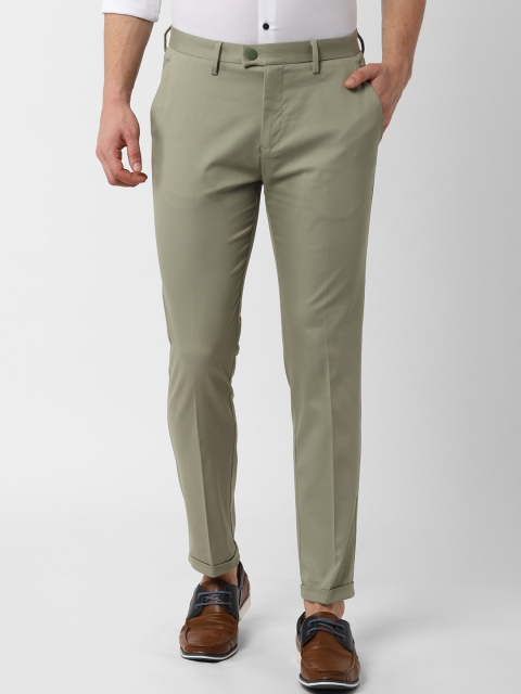 

Peter England Men Olive Green Slim Fit Solid Regular Trousers