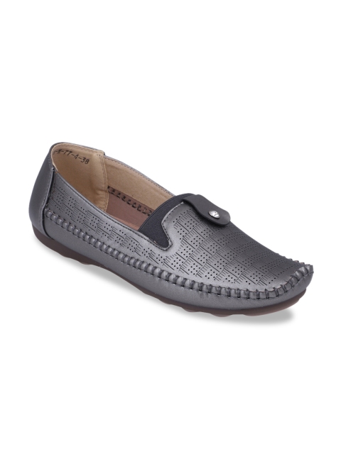 

pelle albero Women Gunmetal-Toned Slip-On Sneakers, Metallic