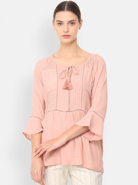 

Van Heusen Woman Pink Self Design A-Line Top