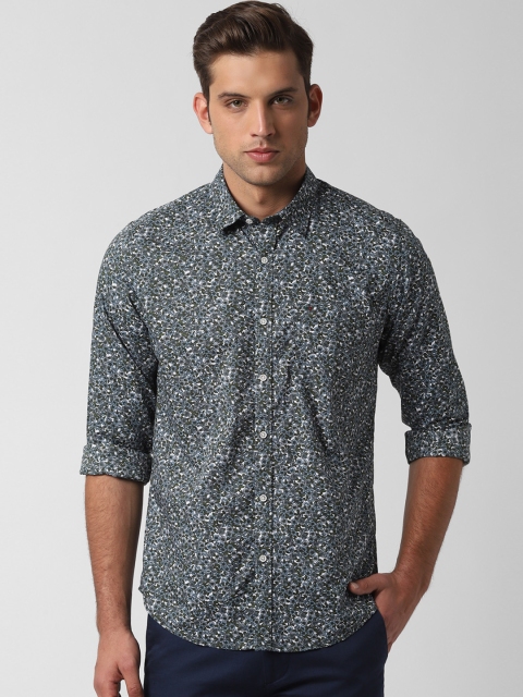 

Peter England Casuals Men Grey & Blue Slim Fit Printed Casual Shirt
