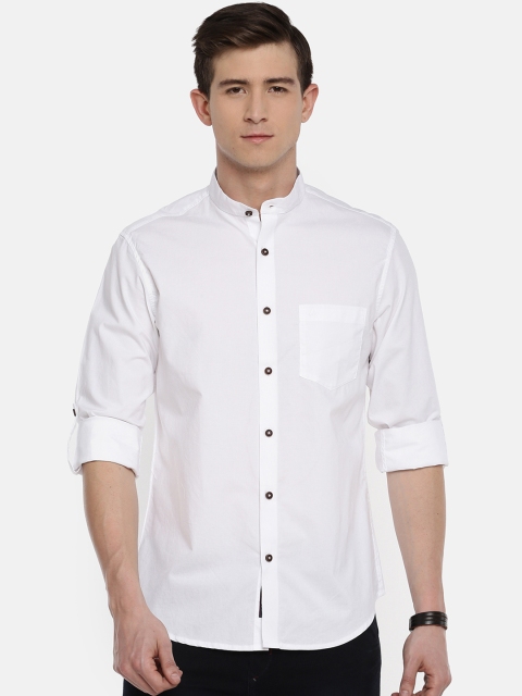 

JDC Men White Slim Fit Solid Casual Shirt