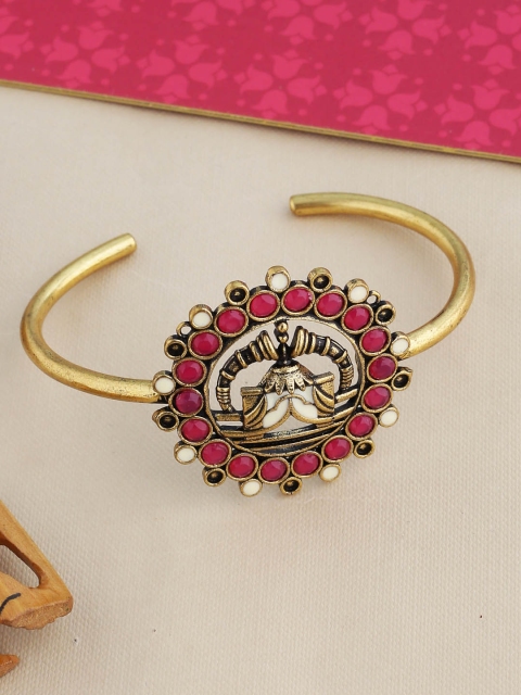 

Studio Voylla Antique Red & Gold-Toned Brass-Plated Cuff Bracelet