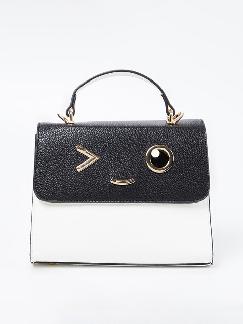 

Ginger by Lifestyle White & Black Colourblocked Handheld Bag