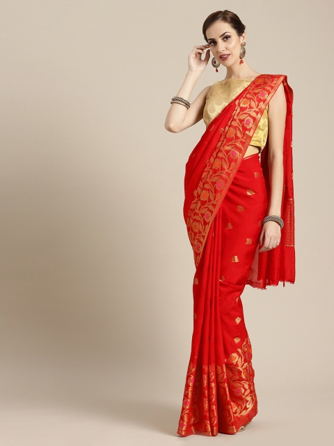 

Mitera Red Hand Woven Banarasi Silk Saree