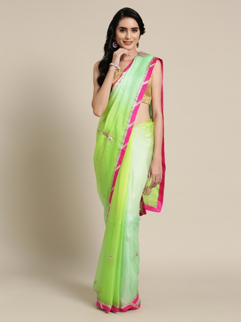

Mitera Green Ombre Handloom Embellished Kota Saree