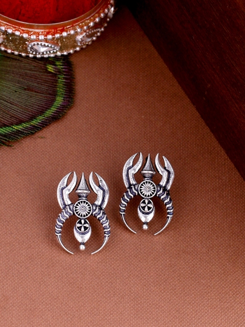 

Studio Voylla Silver-Toned Oxidised Quirky Studs