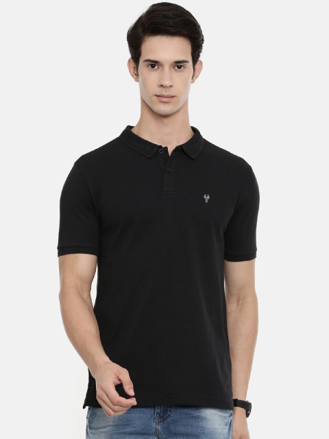 Classic Polo Men Black Solid Polo Collar T-shirt