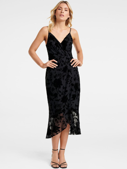 

Forever New Women Black Self Design Wrap Dress