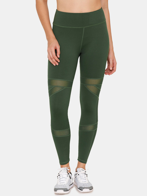 

Zelocity by Zivame Women Green Solid Skinny-Fit Tights
