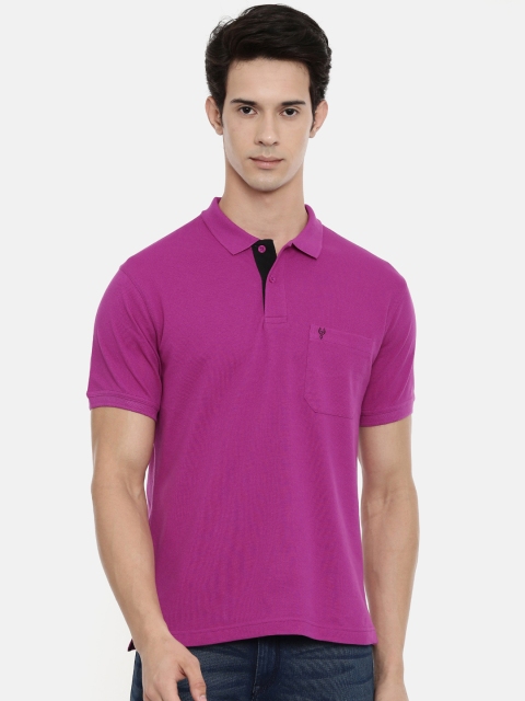 

Classic Polo Men Purple Solid Polo Collar Slim Fit T-shirt