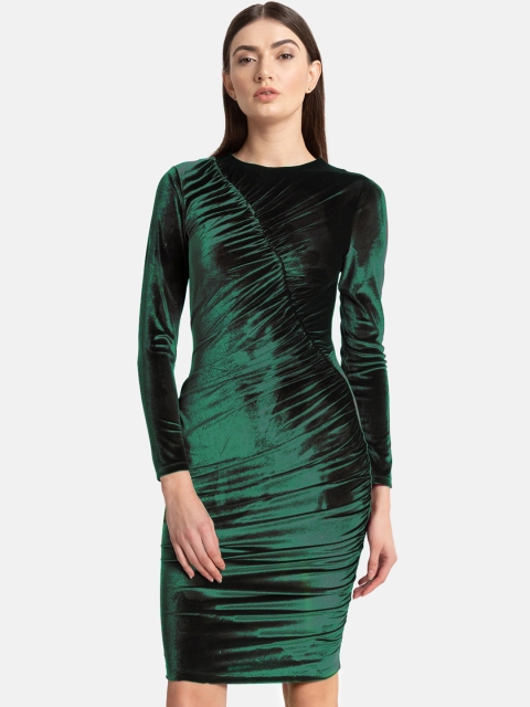 

Kazo Women Green Solid Bodycon Dress