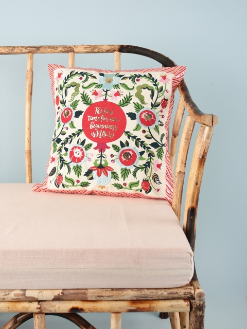 

Chumbak Pink & Green Ethnic Motifs Square Cushion Covers