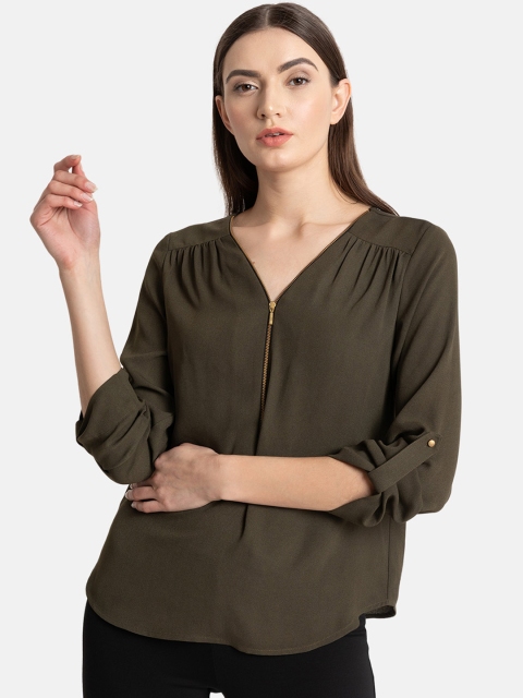 

Kazo Women Olive Green Solid Top