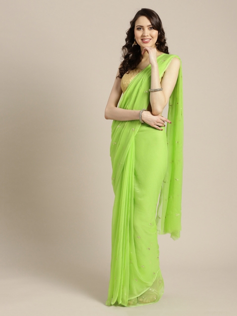 

Mitera Green Aari Work Embroidered Pure Chiffon Saree