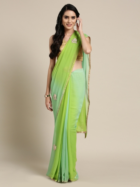 

Mitera Green Embroidered Pure Georgette Saree