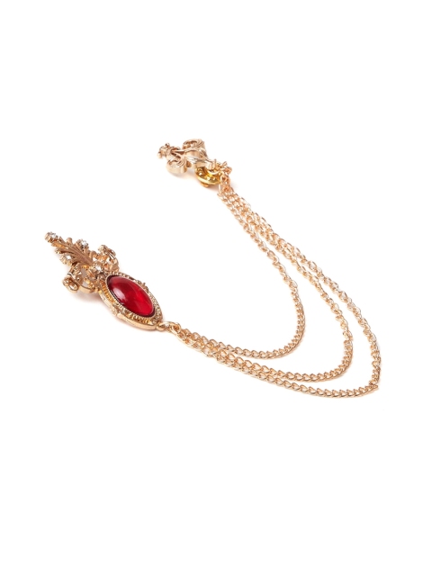 

Alvaro Castagnino Men Gold-Toned Red Stone Embellished Statement Brooch