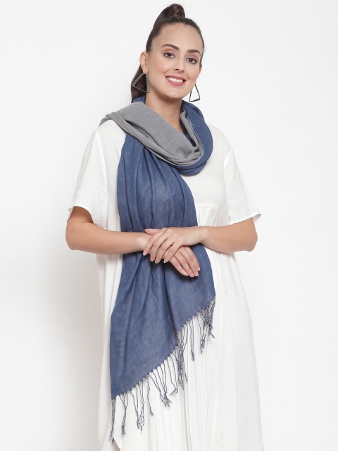 

J Style Women Blue & Grey Colourblocked Stole