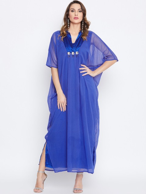 

The Kaftan Company Women Self Design Blue Maxi Dress