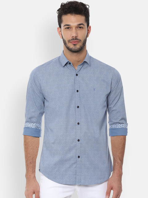 

V Dot Men Blue Slim Fit Printed Casual Shirt