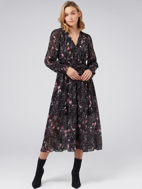 

Forever New Women Printed Black Fit and Flare Dress
