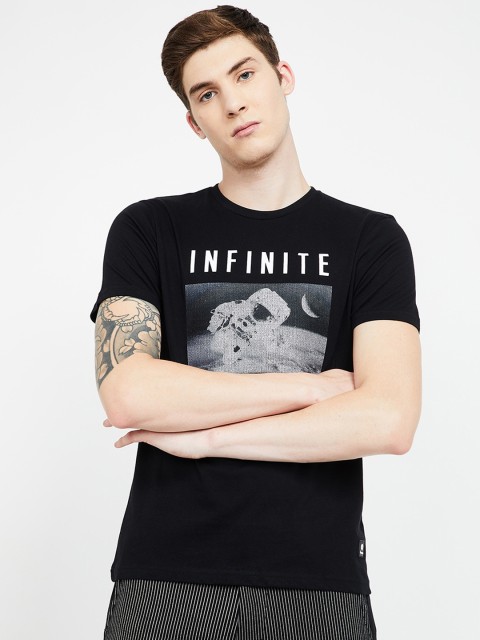 

Bossini Men Black & Grey Printed Round Neck T-shirt