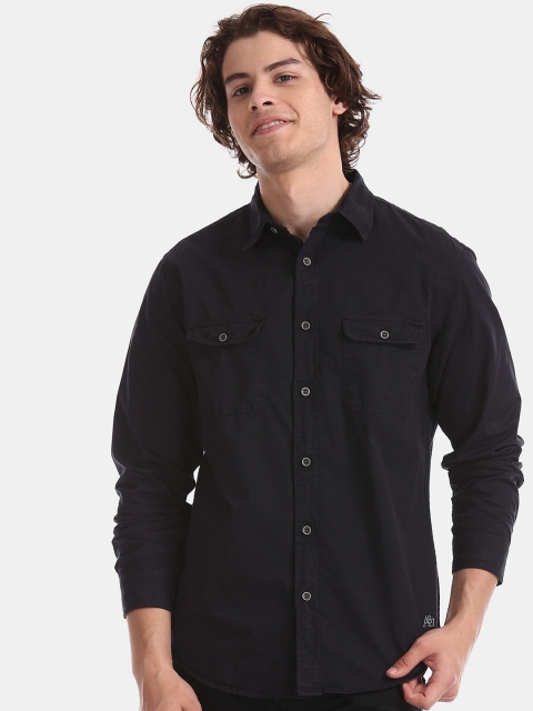 

Aeropostale Men Navy Blue Regular Fit Solid Casual Shirt