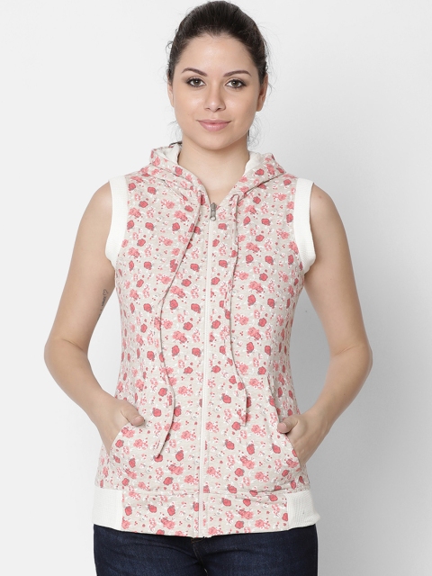Rute Women Pink Printed Hooded Sweatshirt