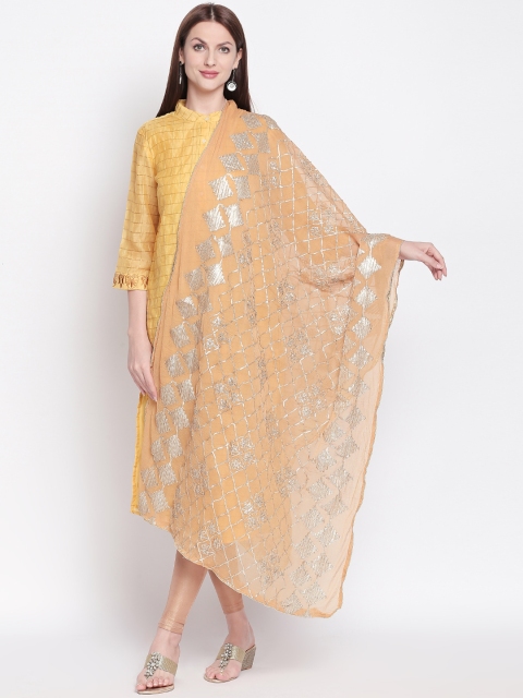 

Dupatta Bazaar Beige & Silver-Toned Embroidered Dupatta