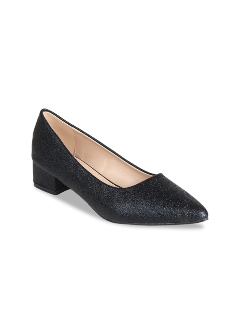 

Flat n Heels Women Black Textured Pumps