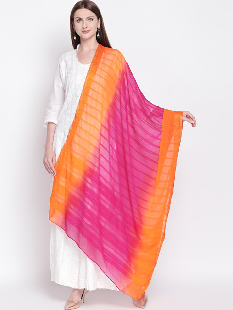 

Dupatta Bazaar Pink & Orange Dyed Dupatta