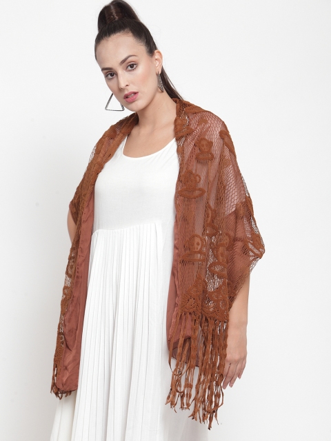 

J Style Women Brown Woven Design Stole