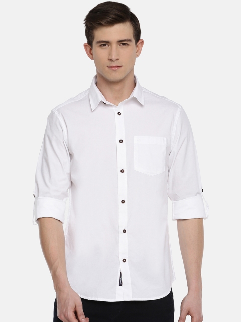 

JDC Men White Slim Fit Solid Casual Shirt
